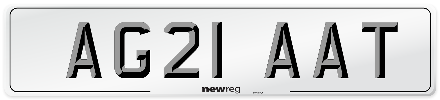 AG21 AAT Number Plate from New Reg